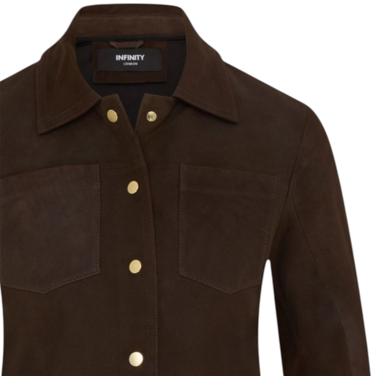 Womens Leather Shacket Collar Jacket - Lofar