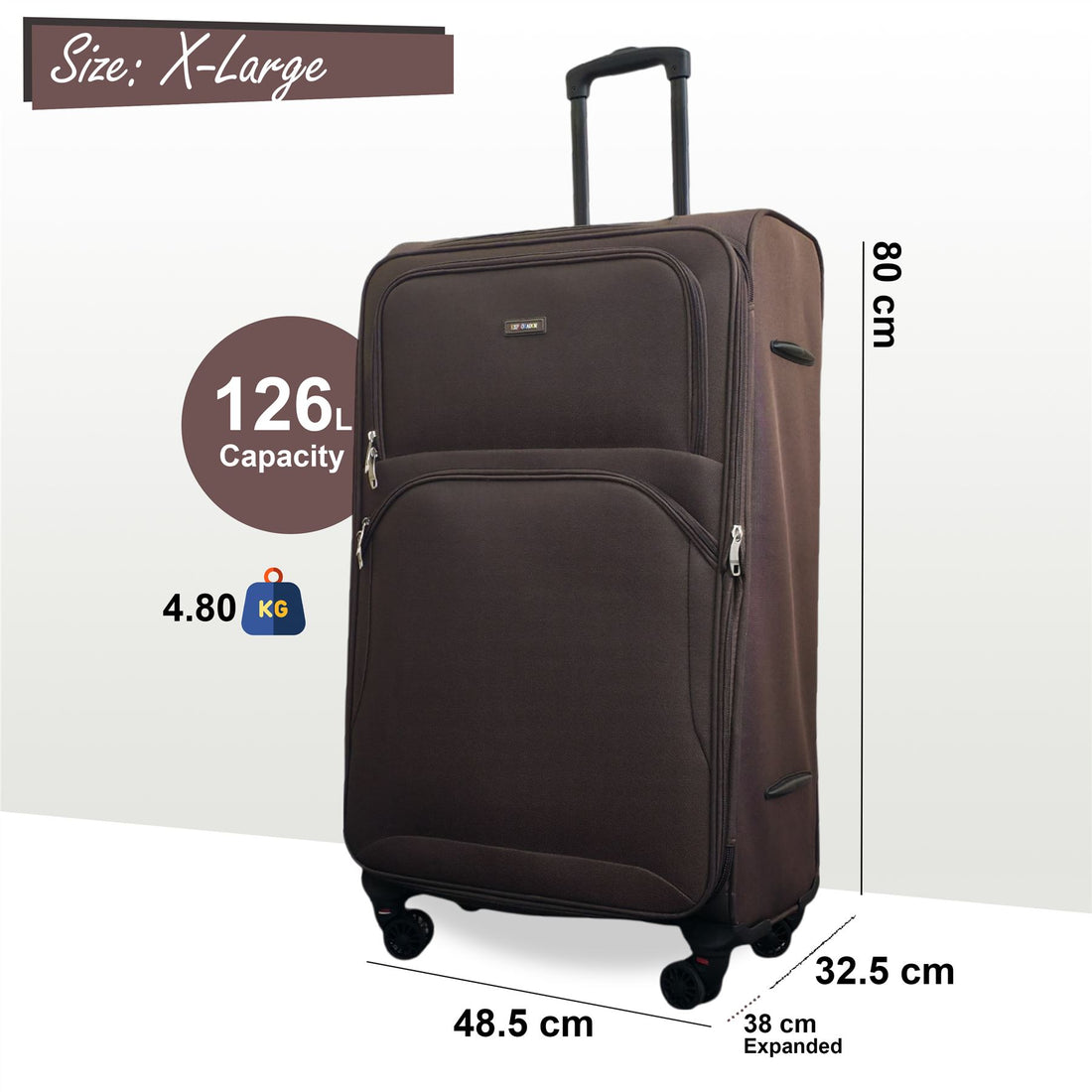 Gosford X-Large Soft Shell Suitcase in Brown