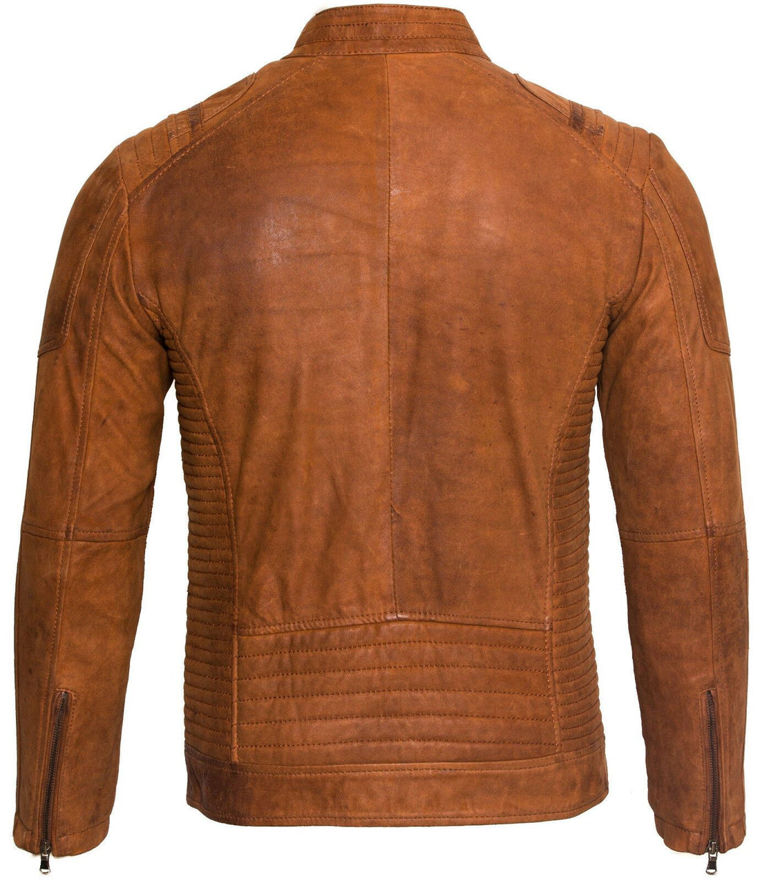 Mens Classic Buff Leather Biker Jacket-Soham - Upperclass Fashions 