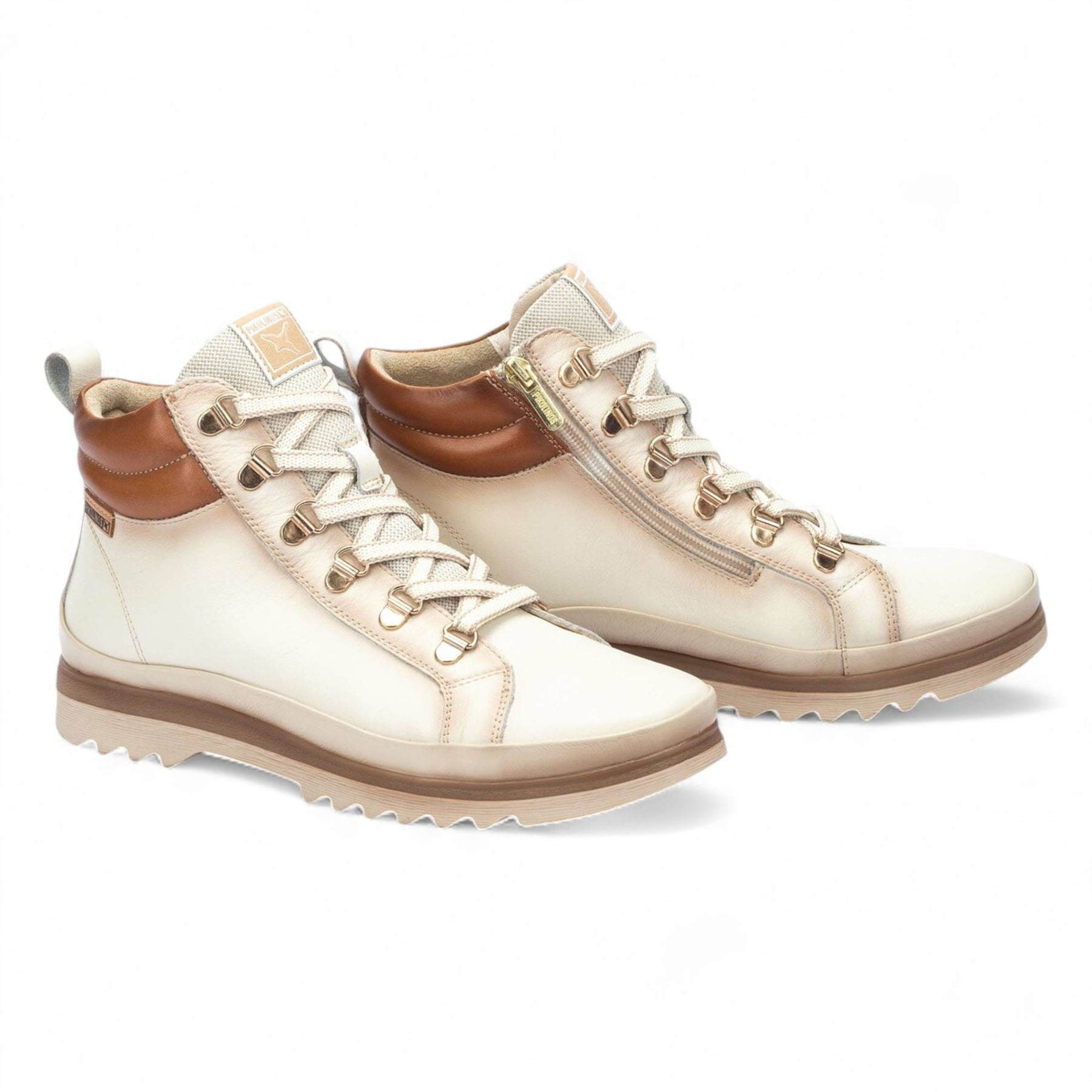 Pikolinos Women’s Nata White Leather Ankle Trainers Boots - Vigo