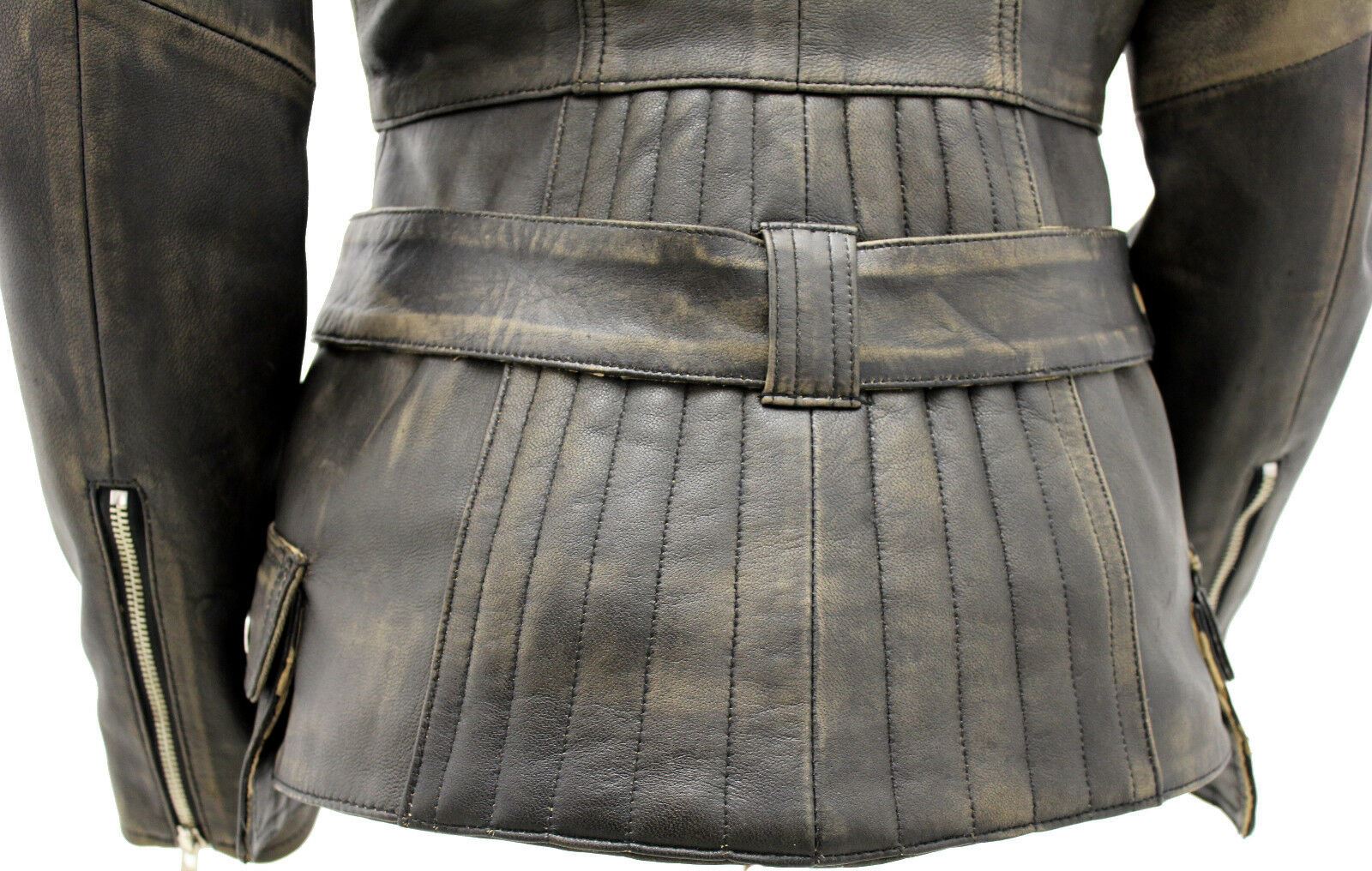 Womens Mid-length Leather Biker Jacket-Middlewich