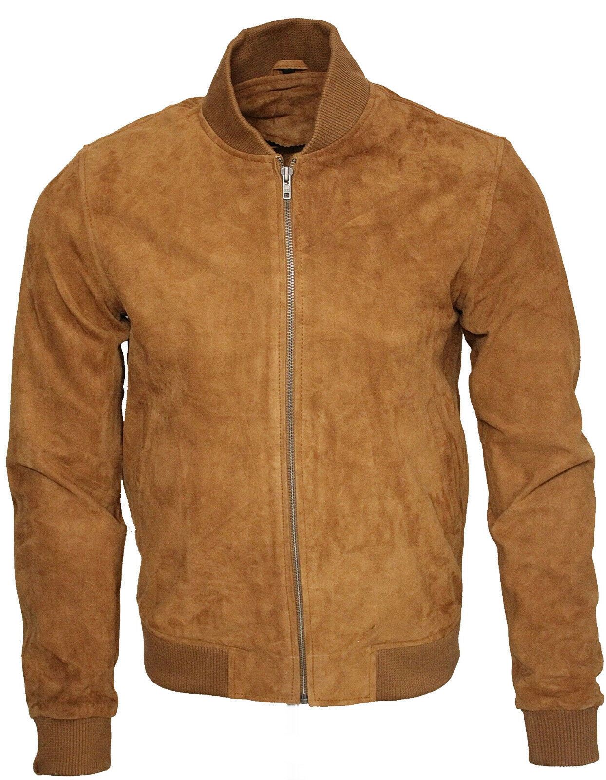 Mens Suede Varsity Leather Bomber Jacket-Castleford - Upperclass Fashions
