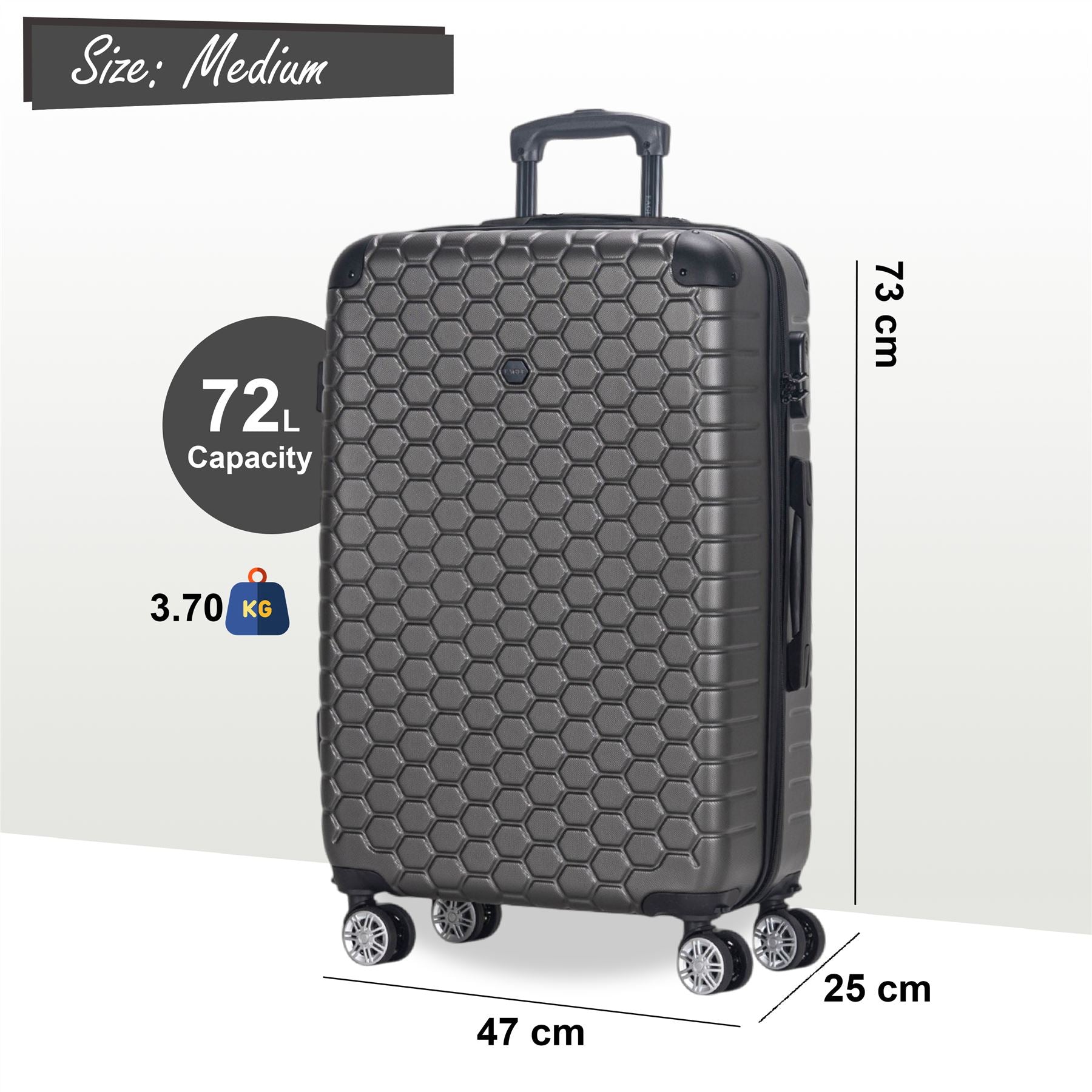 Noda Medium Hard Shell Suitcase in Charcoal