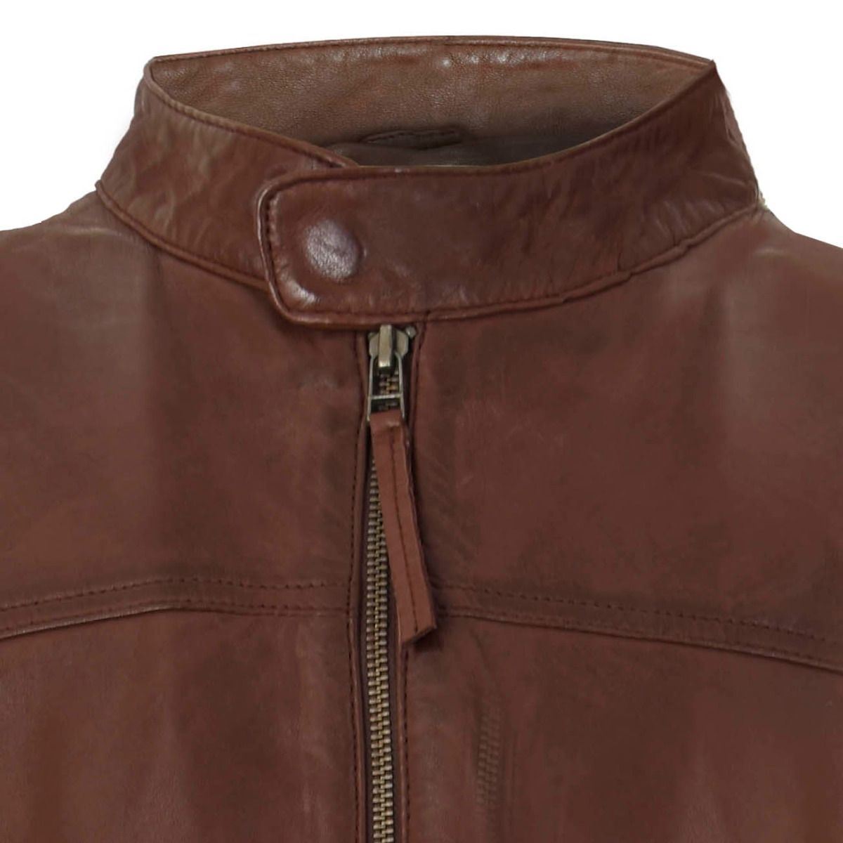 Mens Classic Fitted Leather Biker Jacket-Stockport