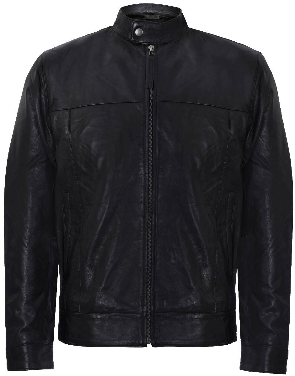 Mens Classic Retro Leather Biker Jacket-Snodland - Upperclass Fashions 
