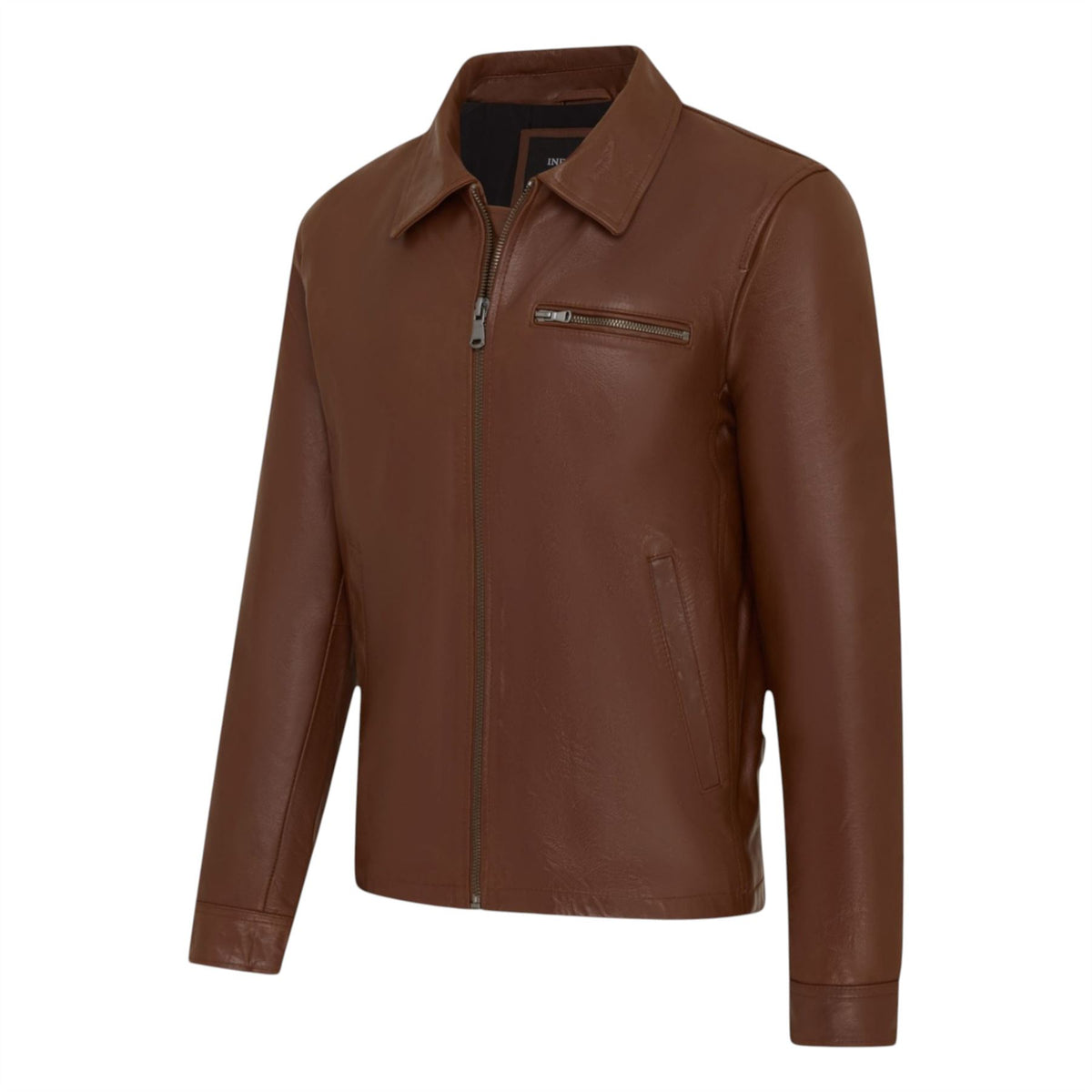 Mens Leather Harrington Collar Biker Jacket - Arick