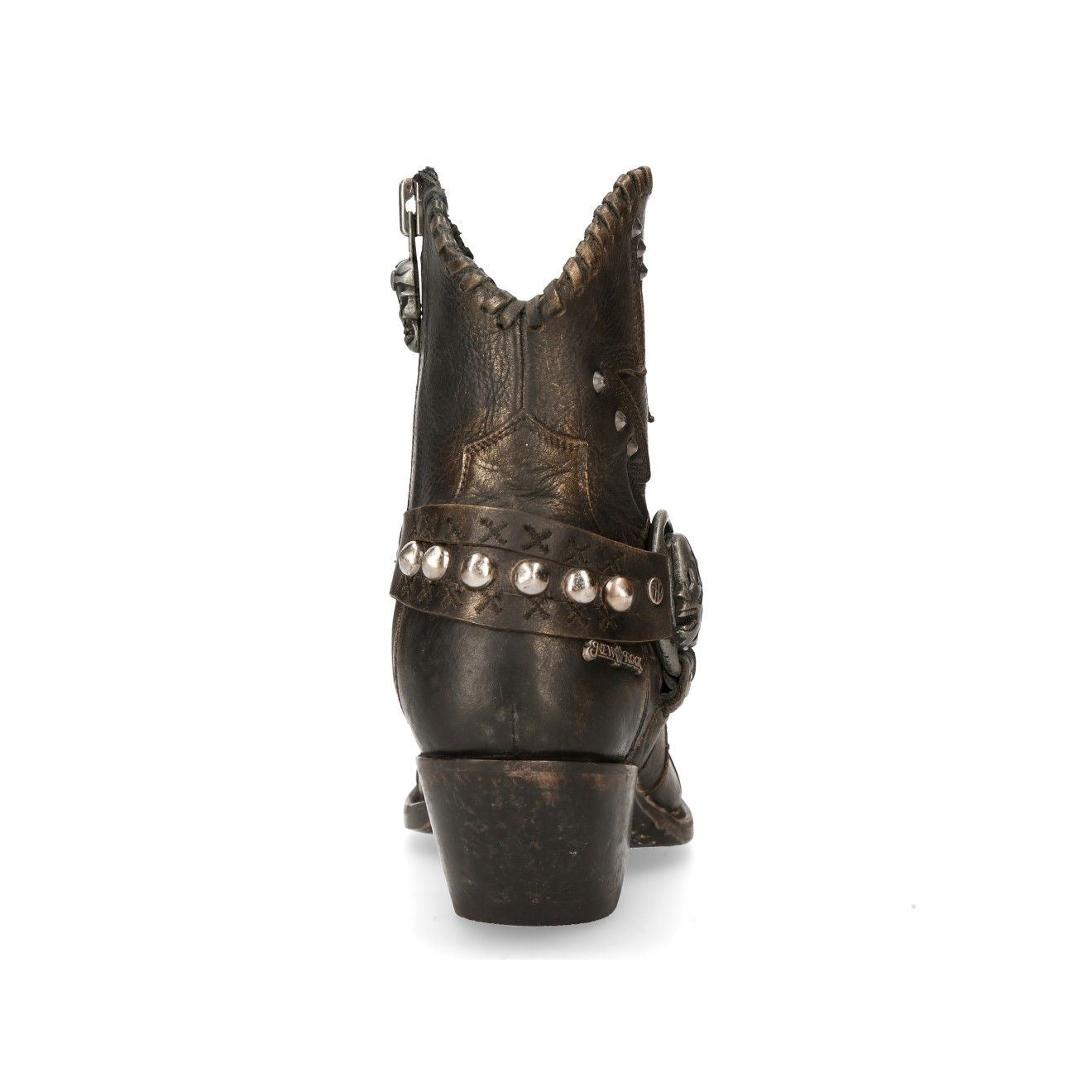 New Rock Brown Leather Pointed Cowboy Boots- WSTM004-S1