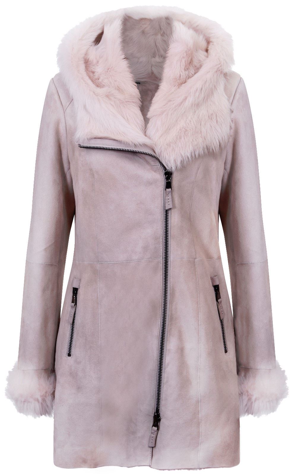 Ladies Suede Merino Hooded Sheepskin Coat-Ringwood