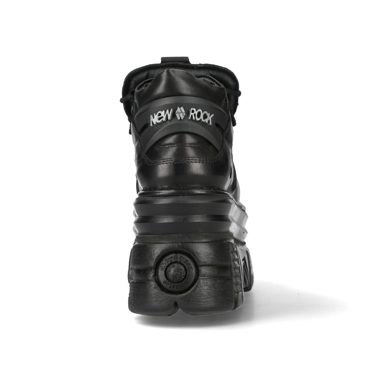 New Rock M-106-C178 Black Tower Gothic Punk Chunky Ankle Boots