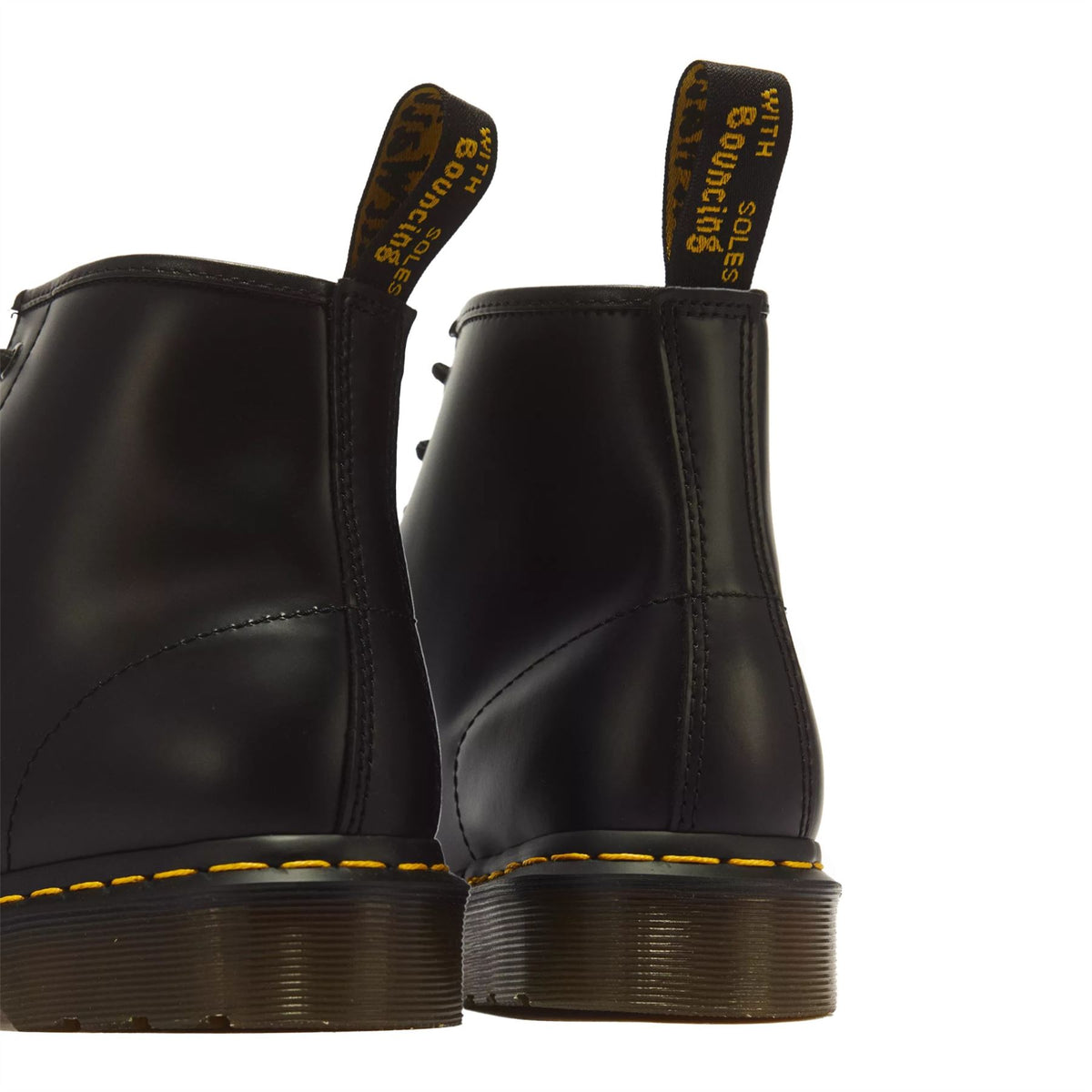 Dr Martens 101 Yellow Stitch Black Leather 6-Eye Ankle Boots - 26230001