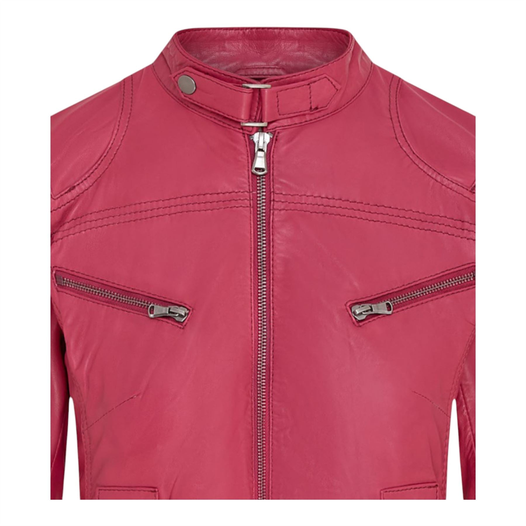 Womens Slim-Fit Leather Biker Jacket-Maldon