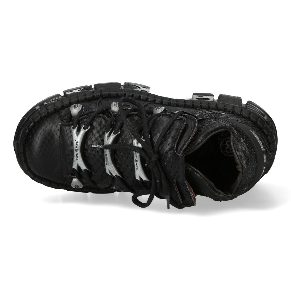 New Rock M-106WALL-C65 Python Black Leather Platform Ankle Boots