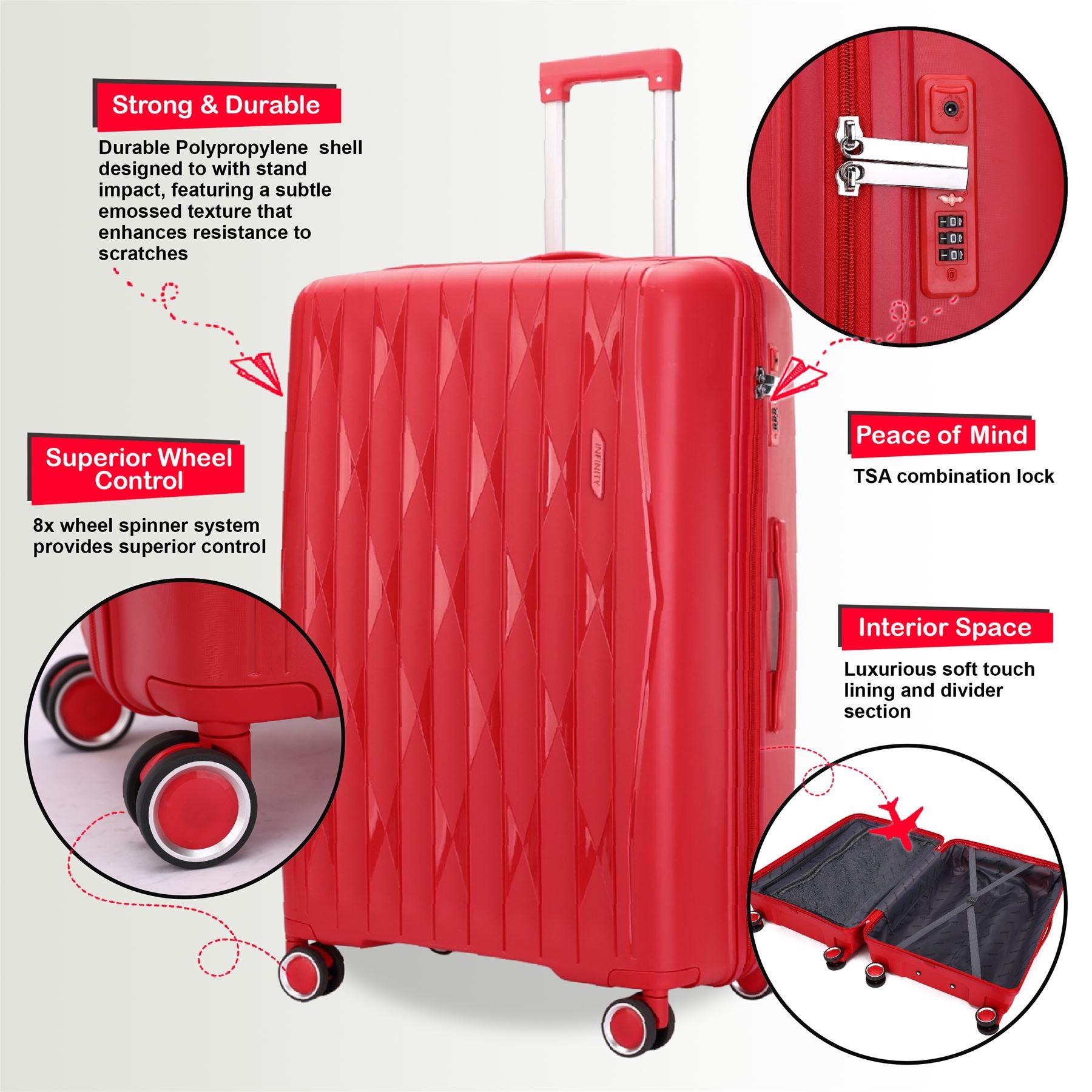 Burnaby Set of 3 Hard Shell Suitcase in Red