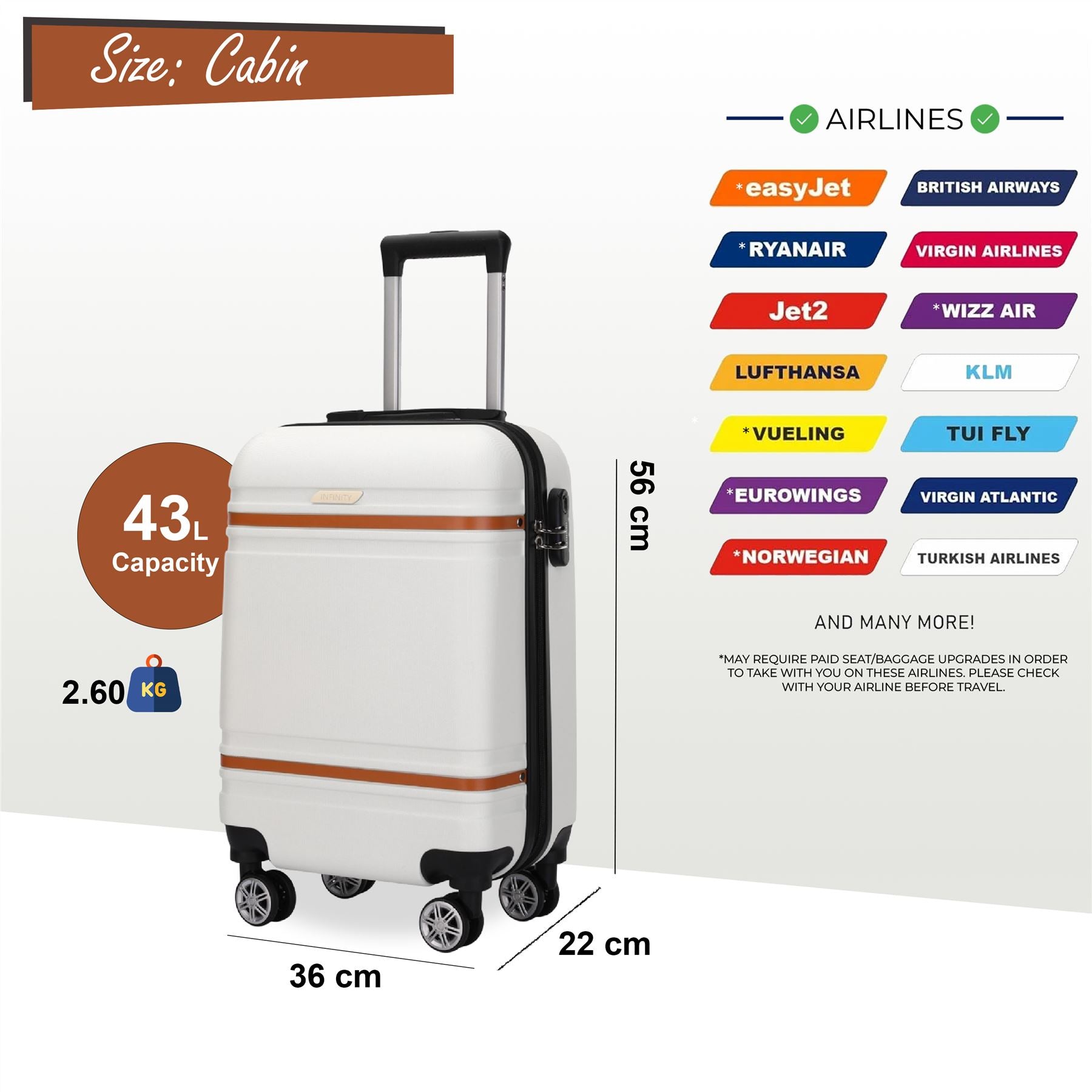 Calgary Cabin Hard Shell Suitcase in Cream White
