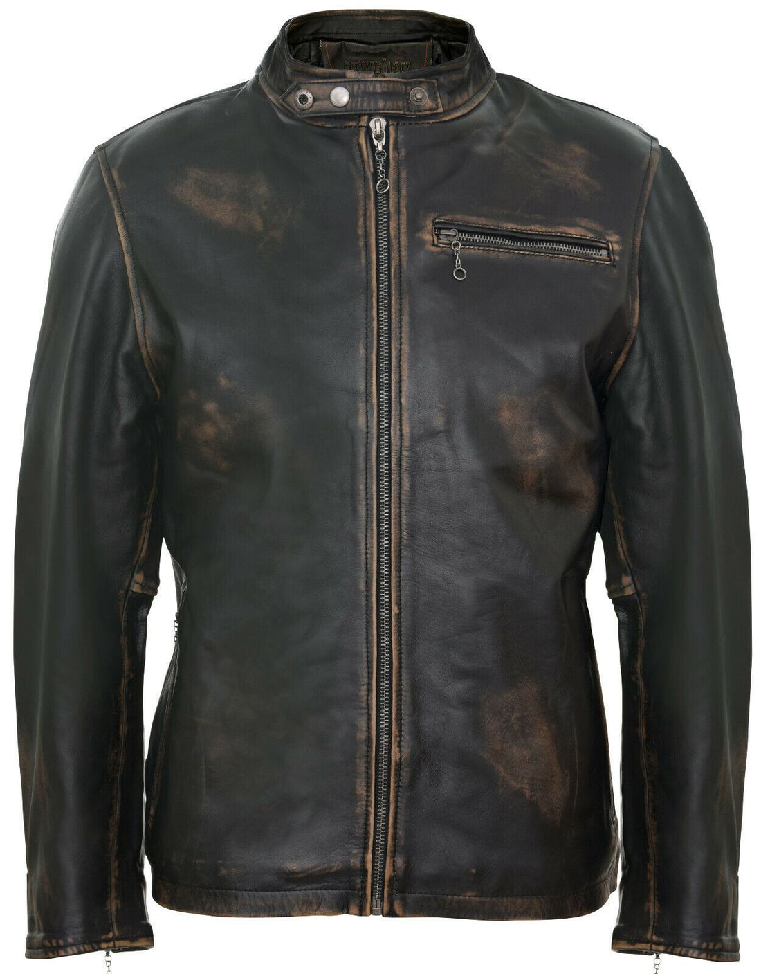 Mens Classic Black Leather Biker Jacket- Southgate