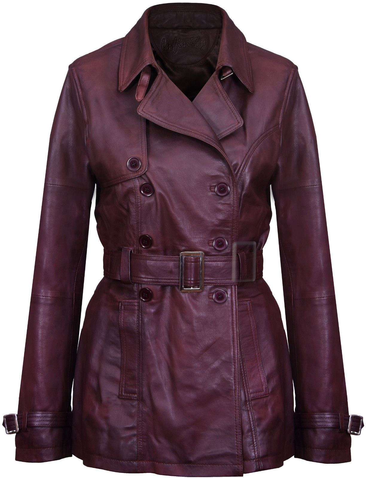 Womens Mid Length Leather Trench Coat -Oakham