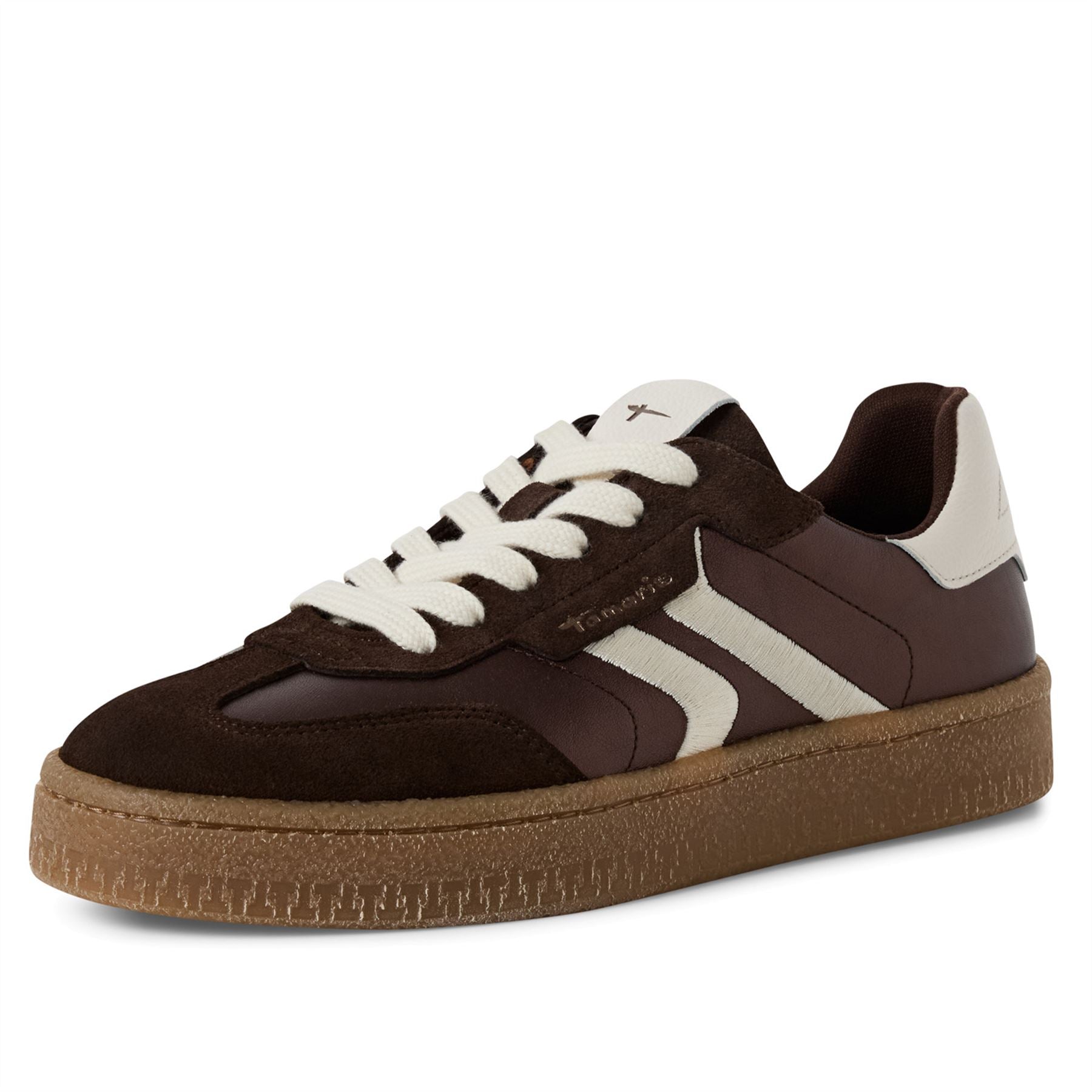 Tamaris Womens Brown White Suede Leather Fashion Lace Up Sneakers