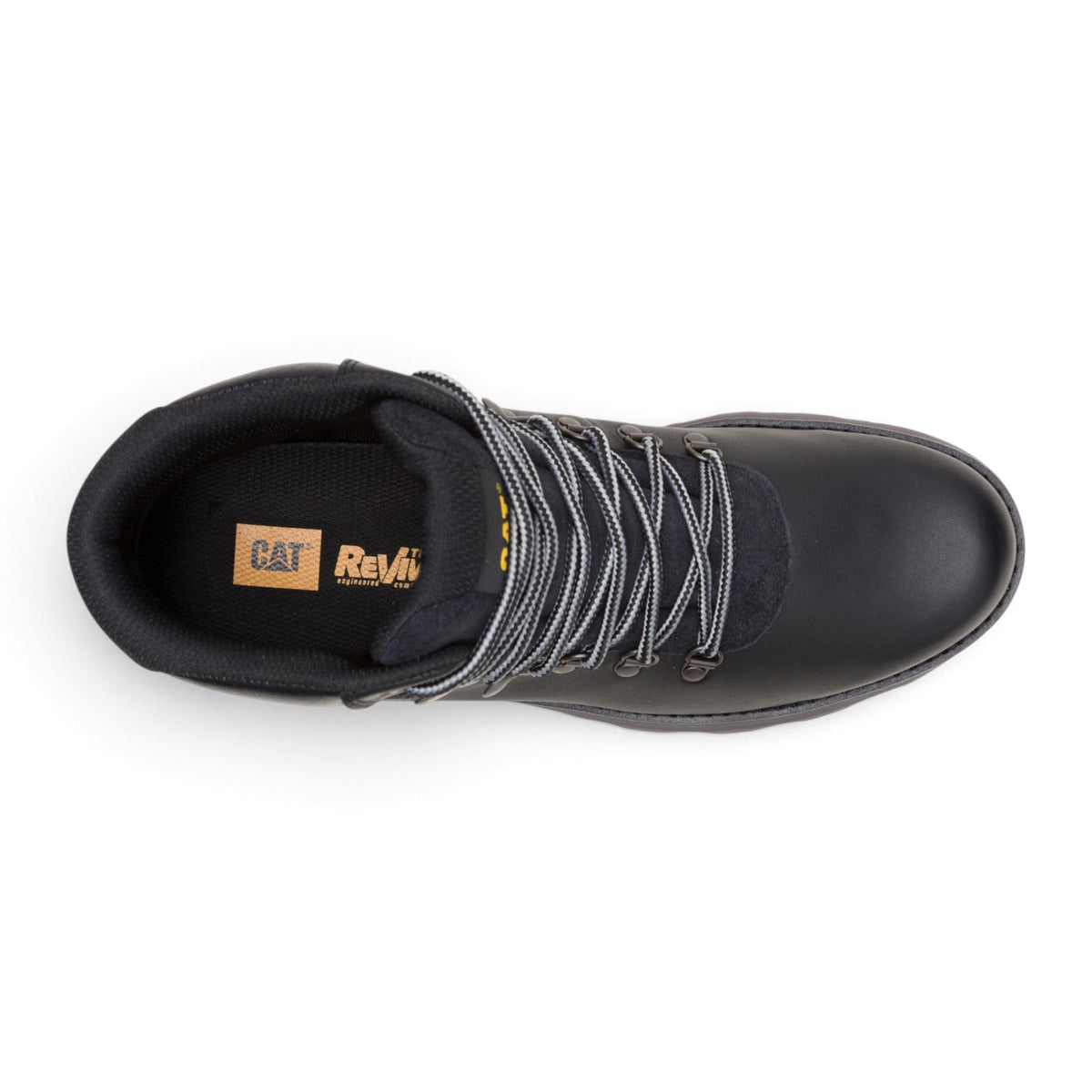 Caterpillar (CAT) Mens Black Leather Waterproof Lace Up Boots - Pursue Hiker