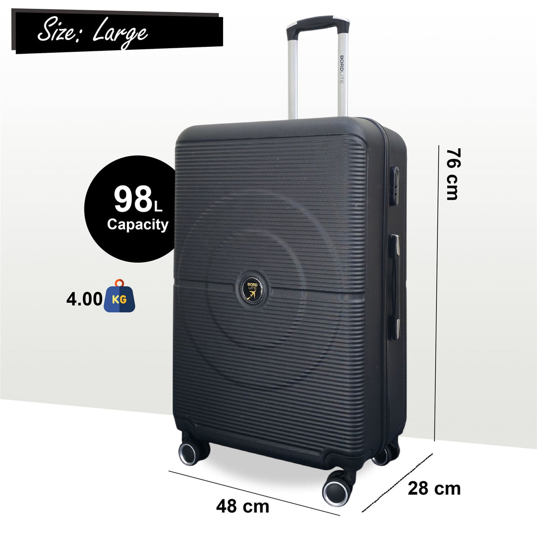 Seto Large Hard Shell Suitcase in Black