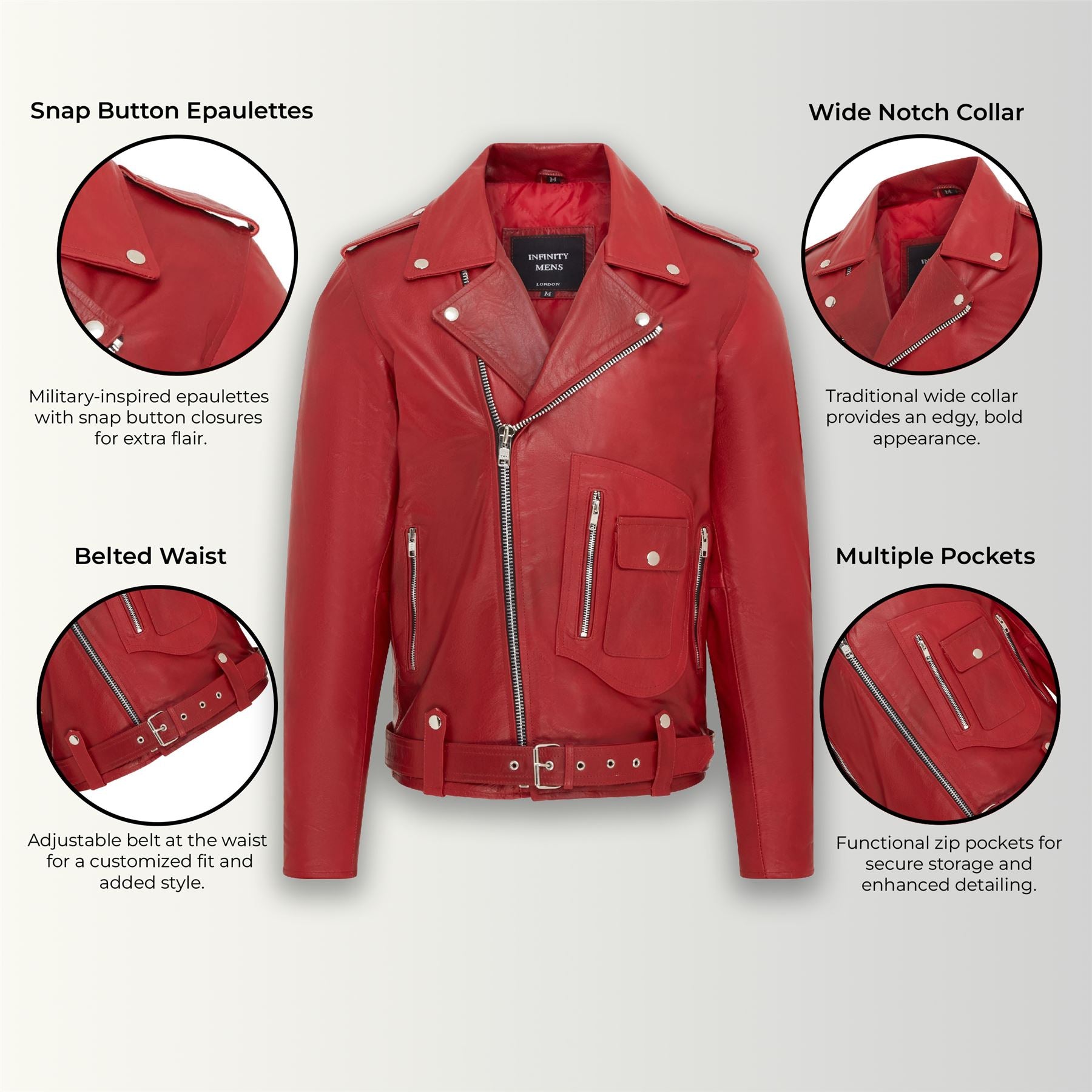 Mens Cow-Hide Biker Brando Jacket - Pargas