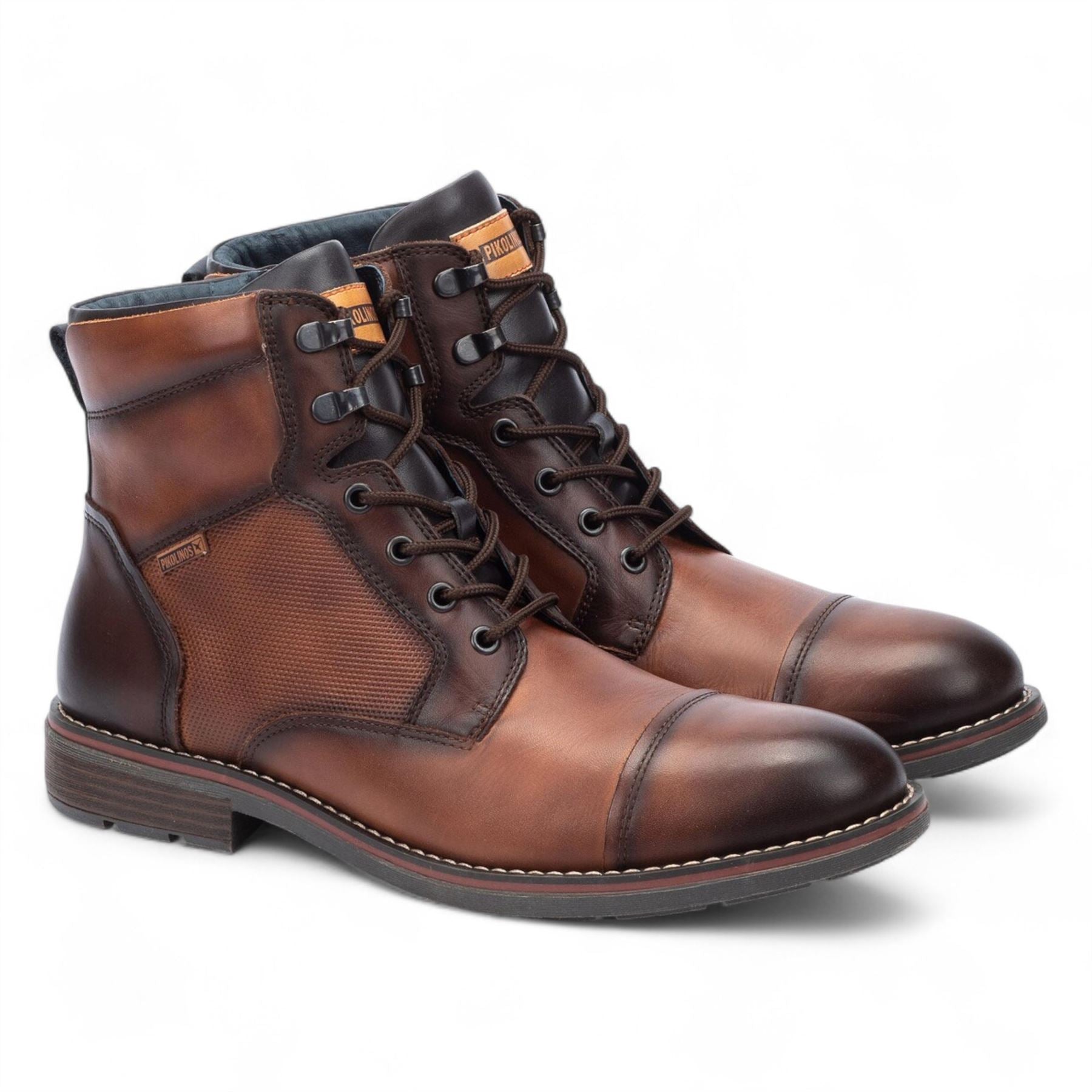 Pikolinos Men’s Cuero Brown Leather Zip & Lace Up Ankle Boots - York