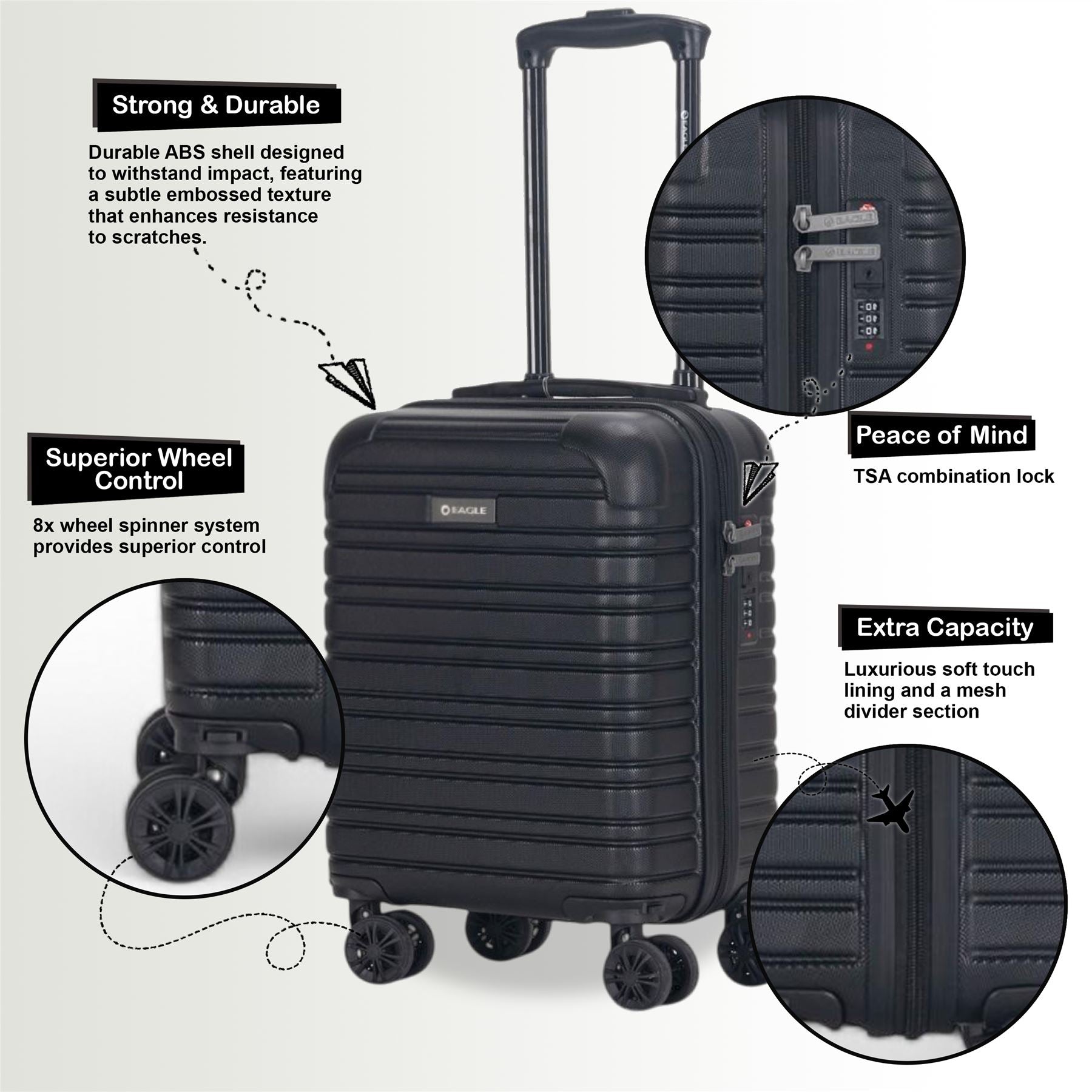 Koga Underseat Hard Shell Suitcase in Black