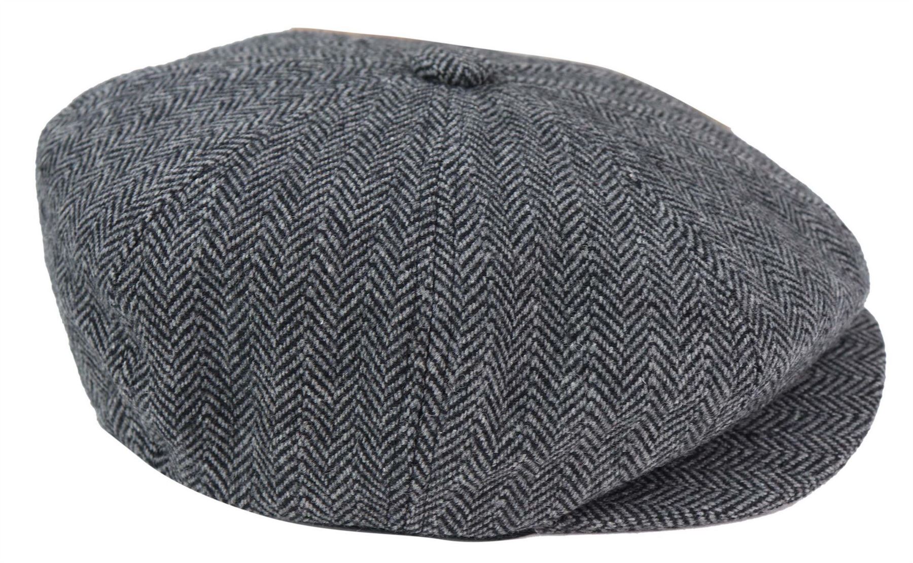 Mens Peaky Blinders Tweed Gatsby Flat Baker Hat With Razor Blade
