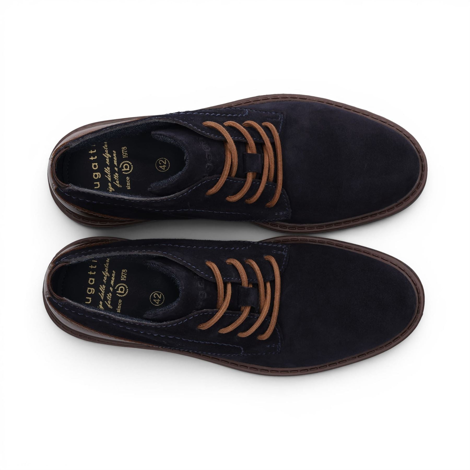 Bugatti Mens Navy Blue Suede Leather Lace-up Desert Ankle Boots - Lota