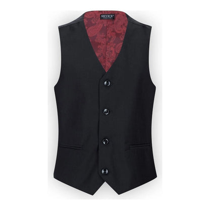 Boys 3 Piece Plain Black Classic Retro Suit