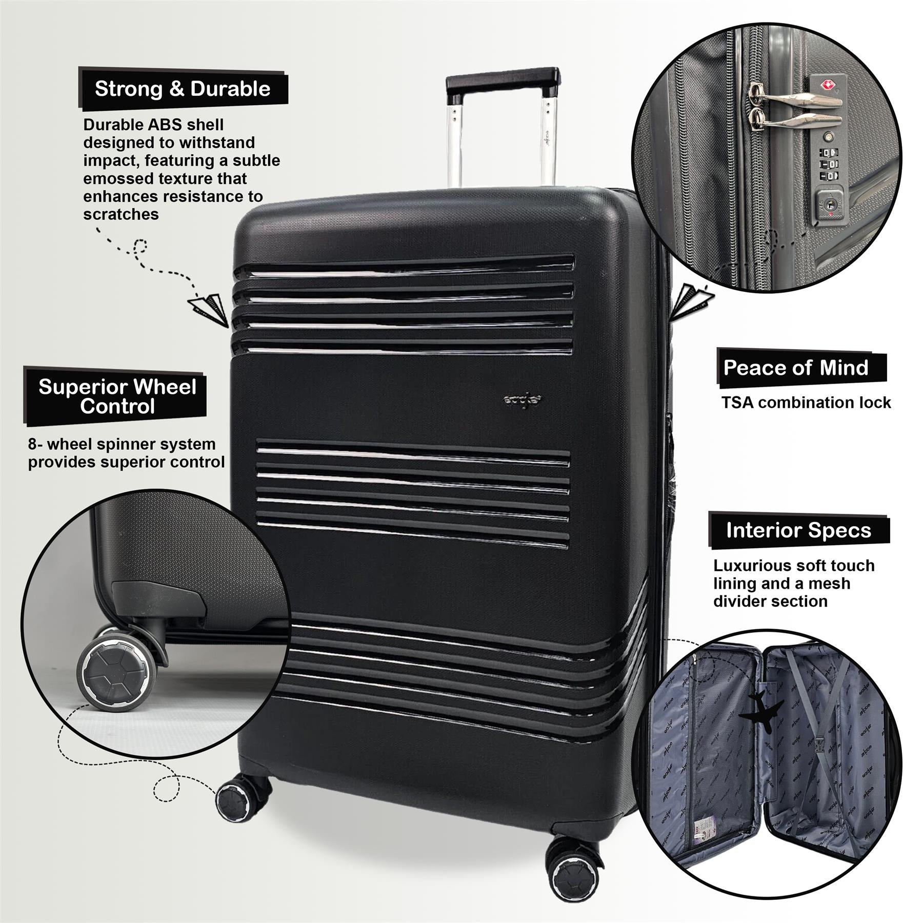 Hard Shell 4 Wheel TSA Suitcase Luggage Set