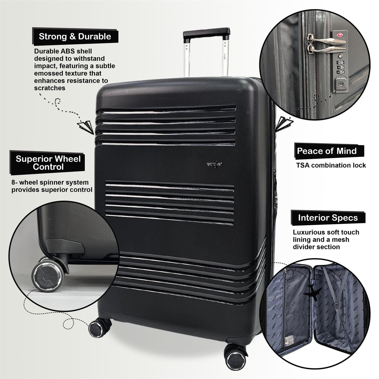 Brookwood Large Hard Shell Suitcase in Black