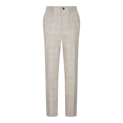 Boys 3 Piece Beige Tweed Check Vintage Retro Suit