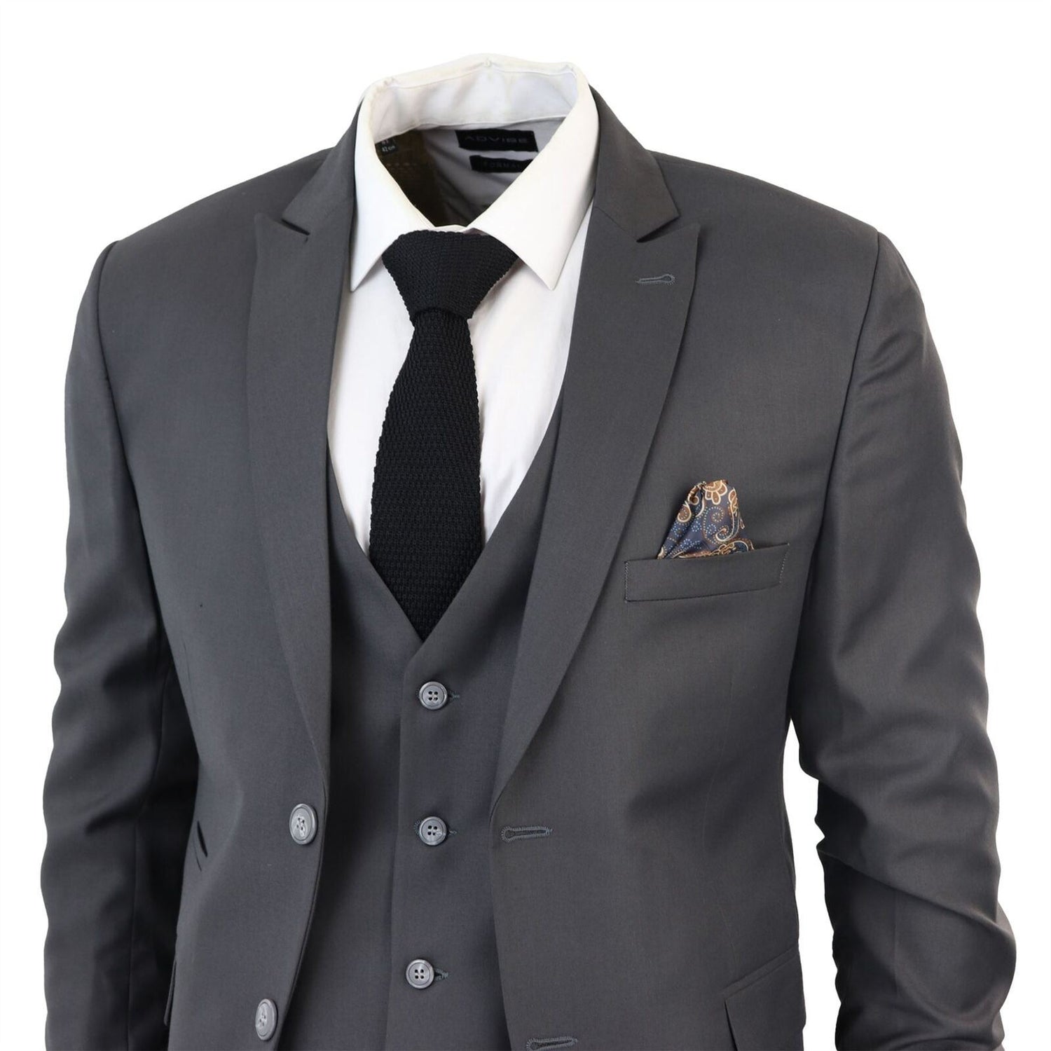 Mens IM1 Classic Plain Charcoal 3 Piece Suit - Upperclass Fashions 