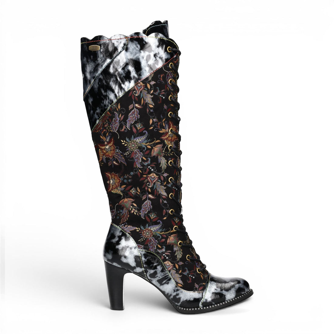 Laura Vita Womens Victorian Black Leather Lace-Up Long Heel High Boots - Alcbaneo-158