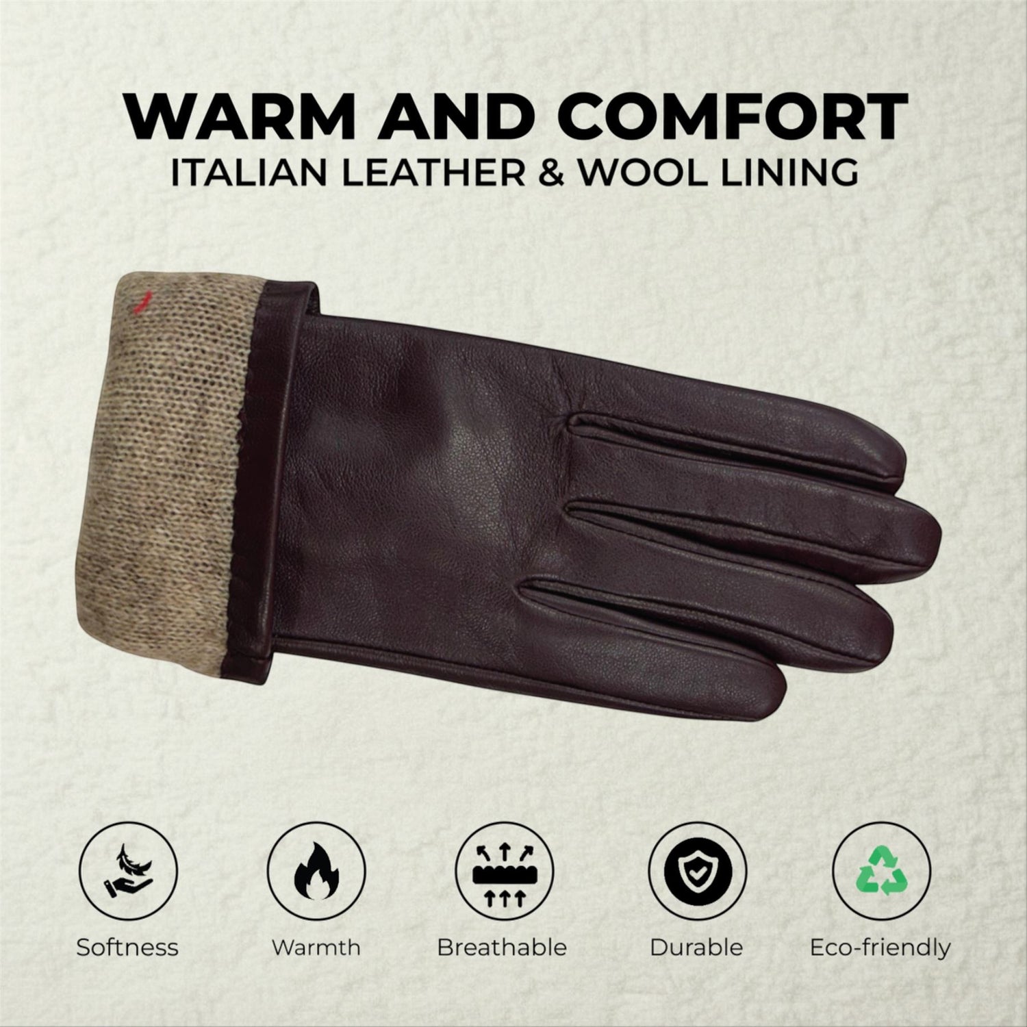 Womens Italian Leather Winter Bow Design Soft Wool Lining Gloves - L-GLV-401