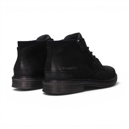 Bugatti Mens Black Leather Lace-up Chukka Ankle Boots - Rigalo Evo C30