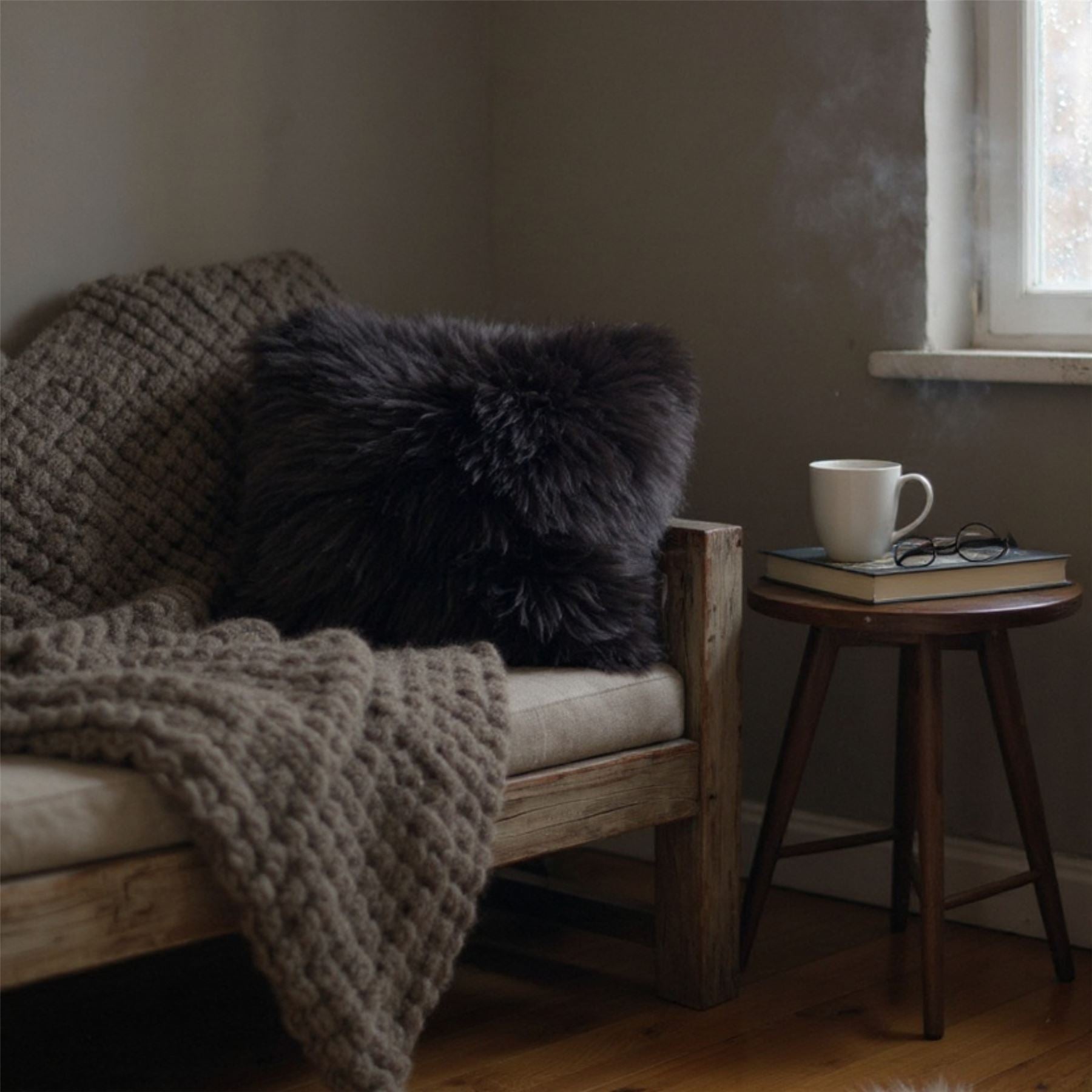 Genuine Sheepskin  40x40cm Real Wool Single Sided Cushion