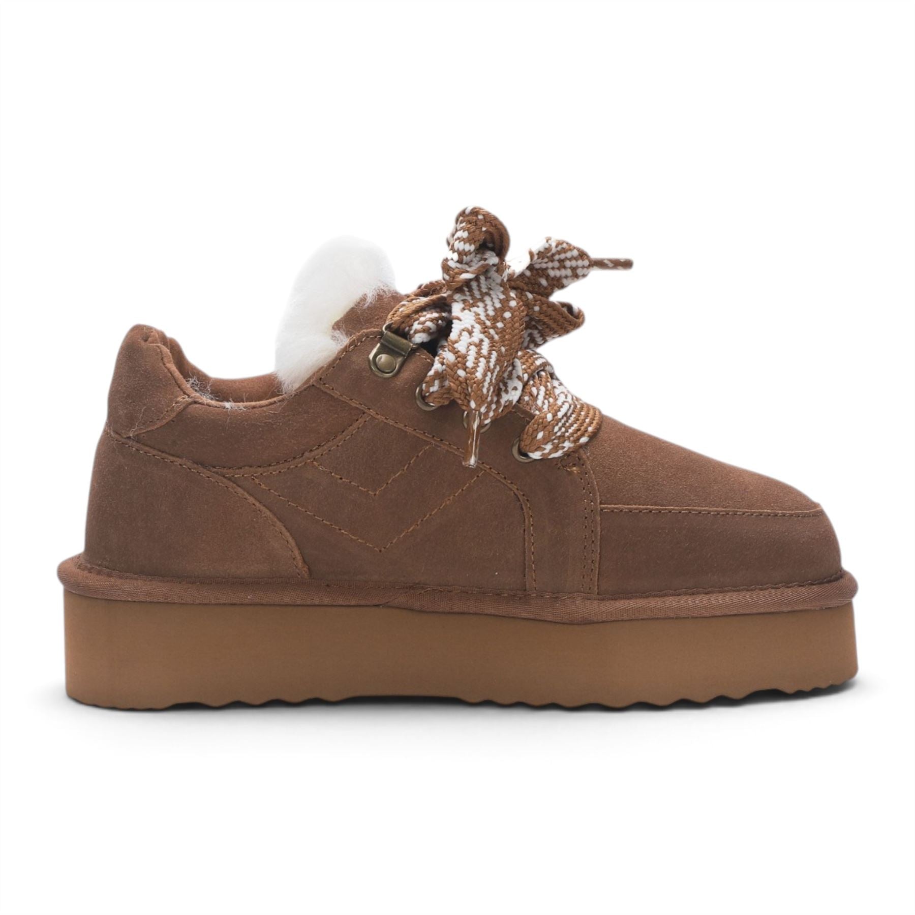 Women’s Chestnut Brown Genuine Sheepskin Fur-Lined Winter Wedge Trainers - Moonstone