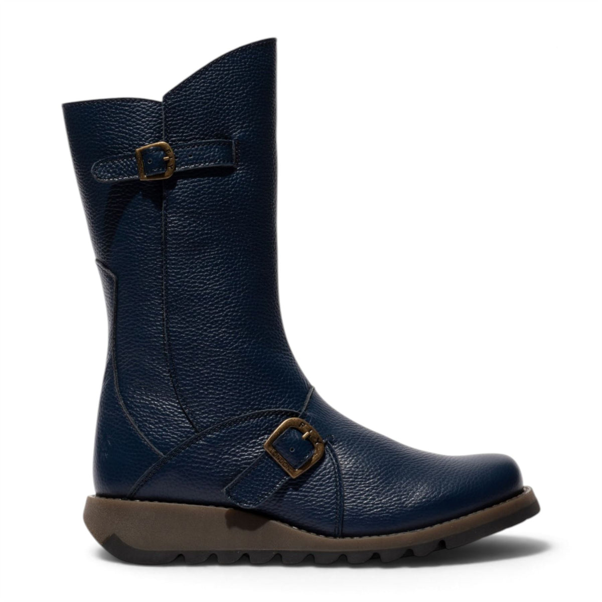 Fly London Womens Navy Blue Leather Mid-Calf Long Boots - MES2913