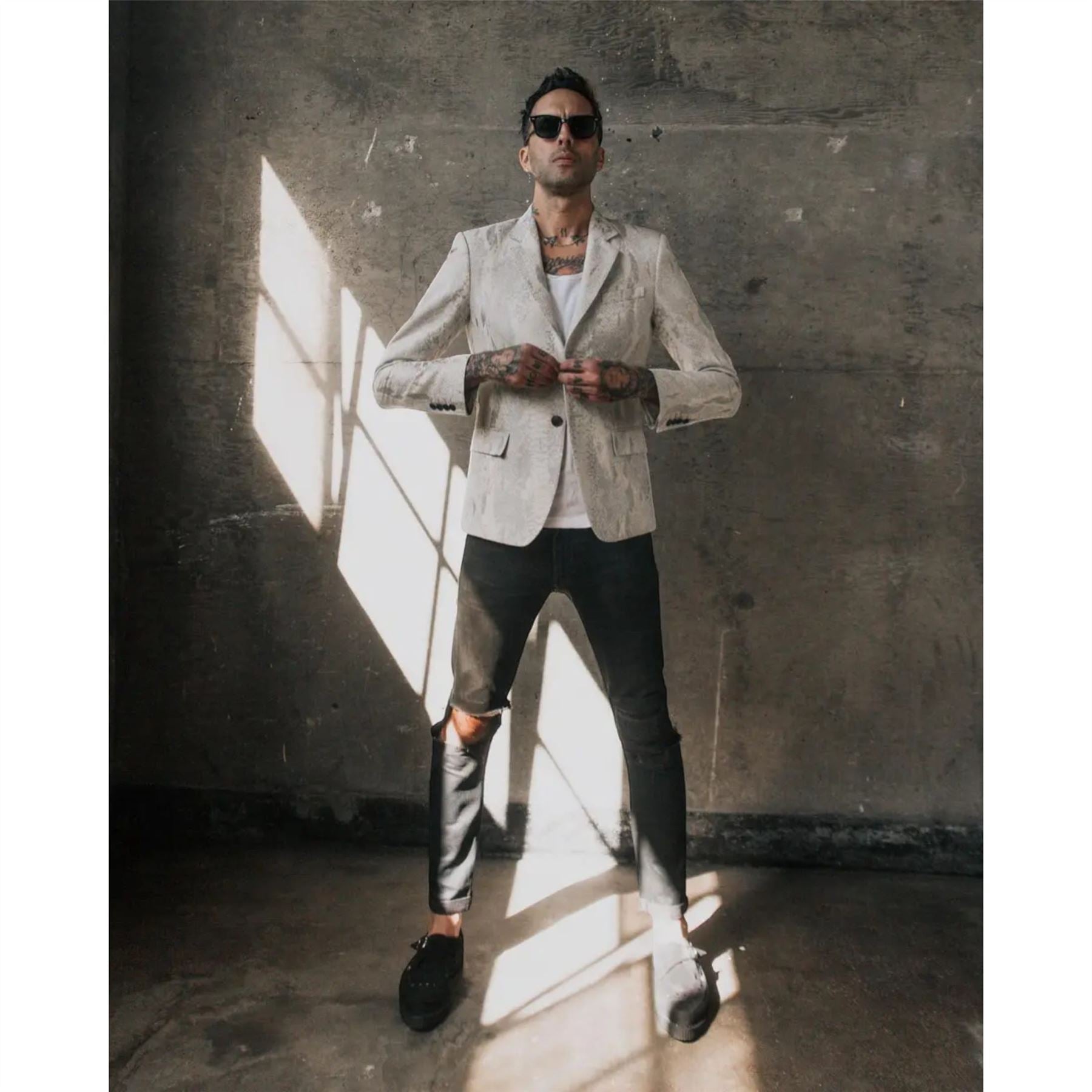 TUK Pointed Creeper Black Suede Monk Buckle Platform Shoes - A8139