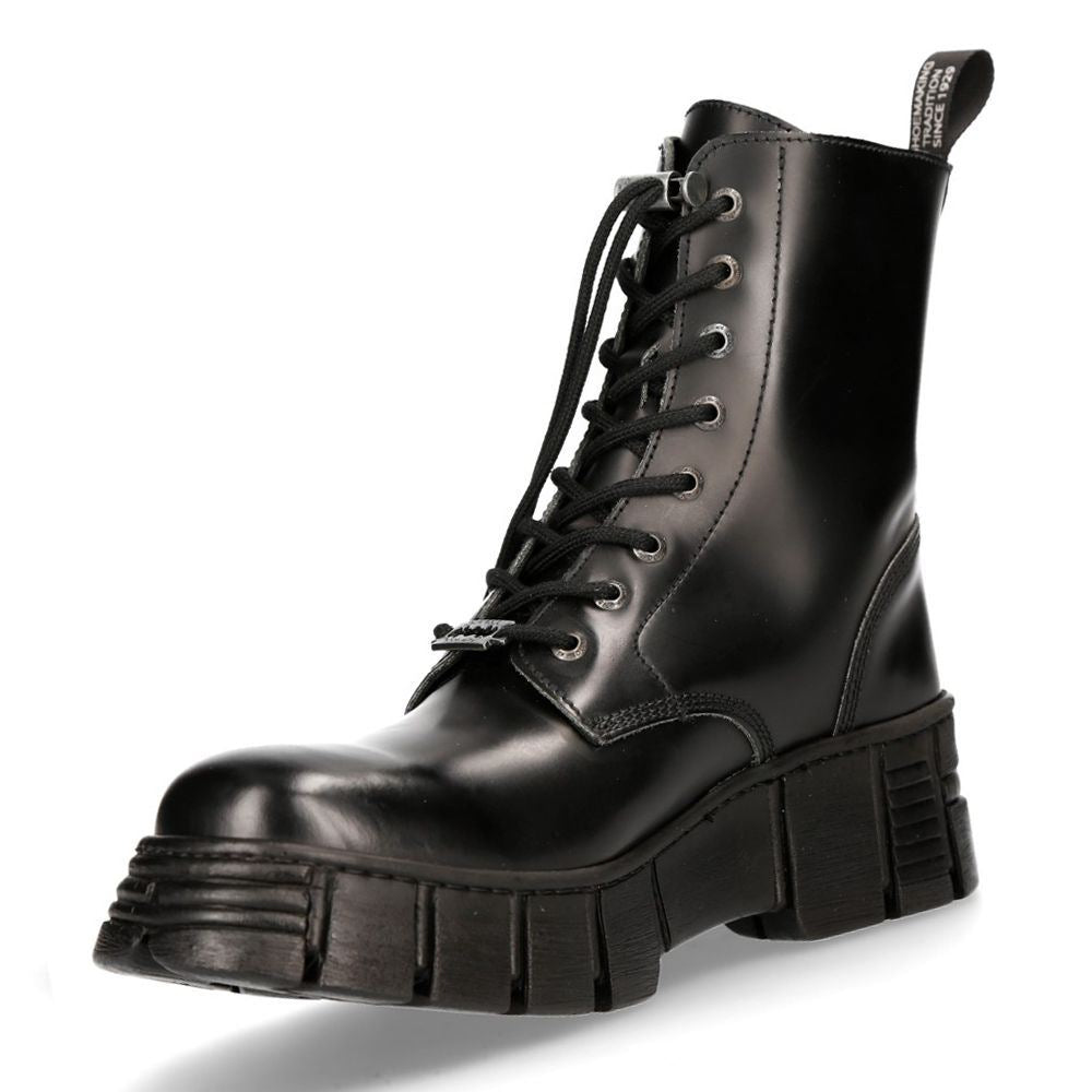 New Rock Boots Leather Ankle Tower Biker Boots-M-WALL026N-C5 - Upperclass Fashions 