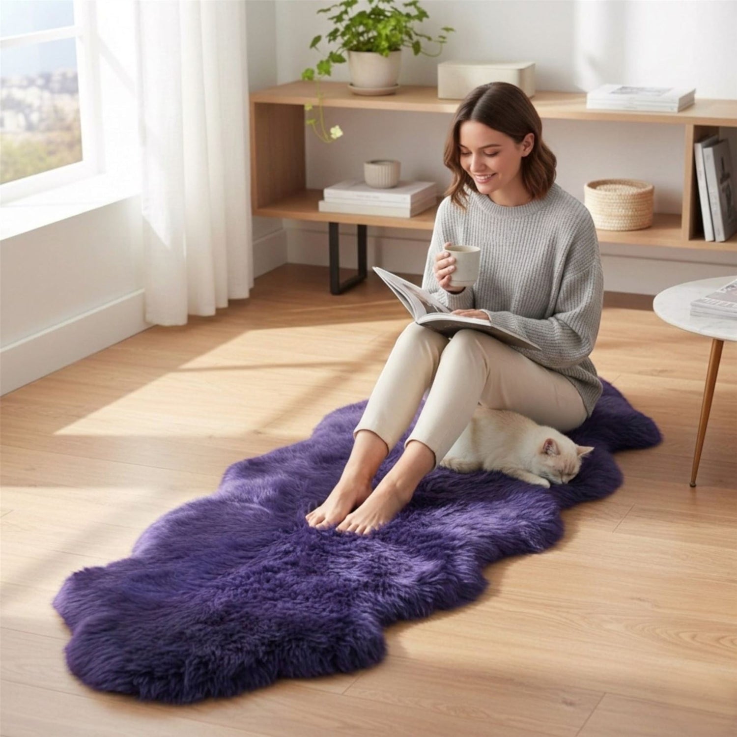 Genuine Sheepskin Double Natural Fluffy Silky Soft Real Wool Rug