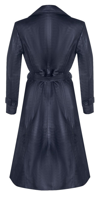 Womens Long Length Tie Belt Trench Coat-Ongar