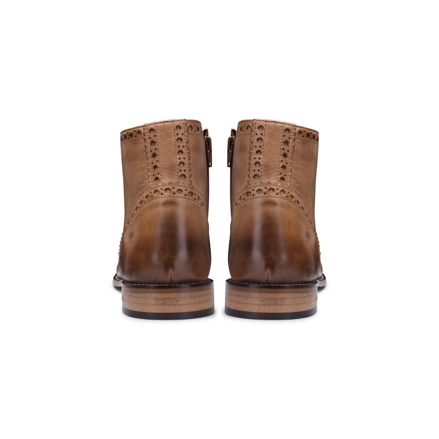 Mens Classic Oxford Tan Leather Gatsby Brogue Ankle Boots with Tweed