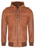 Mens Leather Hooded Varsity Jacket - Cullompton - Upperclass Fashions 