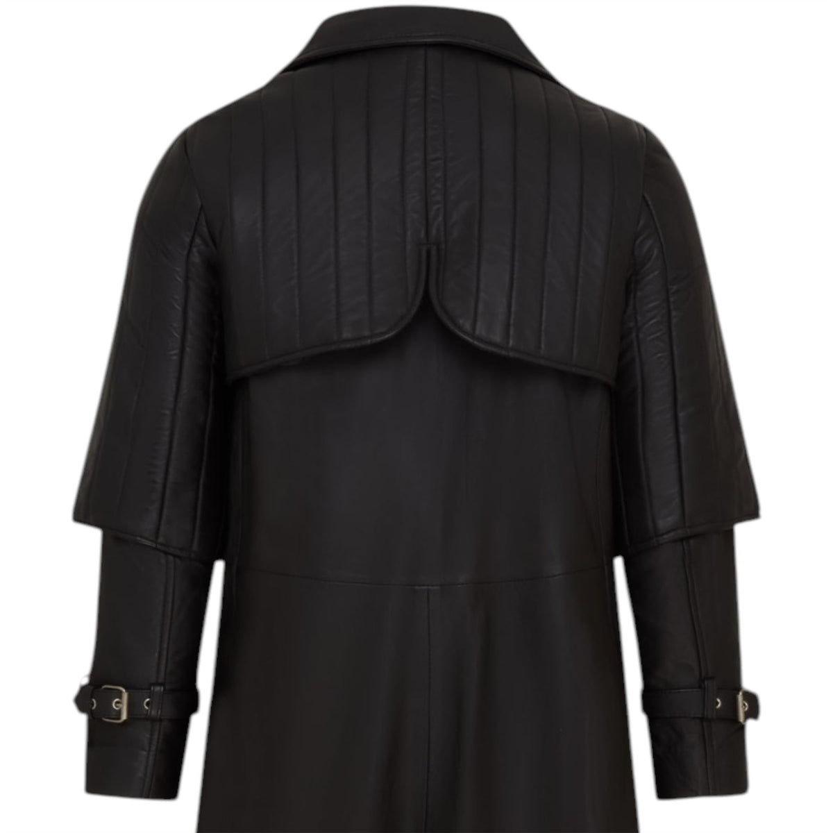 Mens Leather Full Length Buckle Gothic Long Trench Coat - Captain