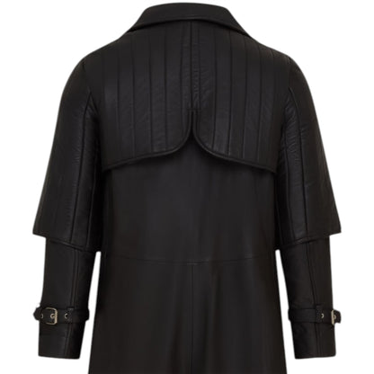 Mens Leather Full Length Buckle Gothic Long Trench Coat - Captain