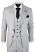 Mens 3 Piece Light Grey Check Tweed Retro Classic Suit - Upperclass Fashions 