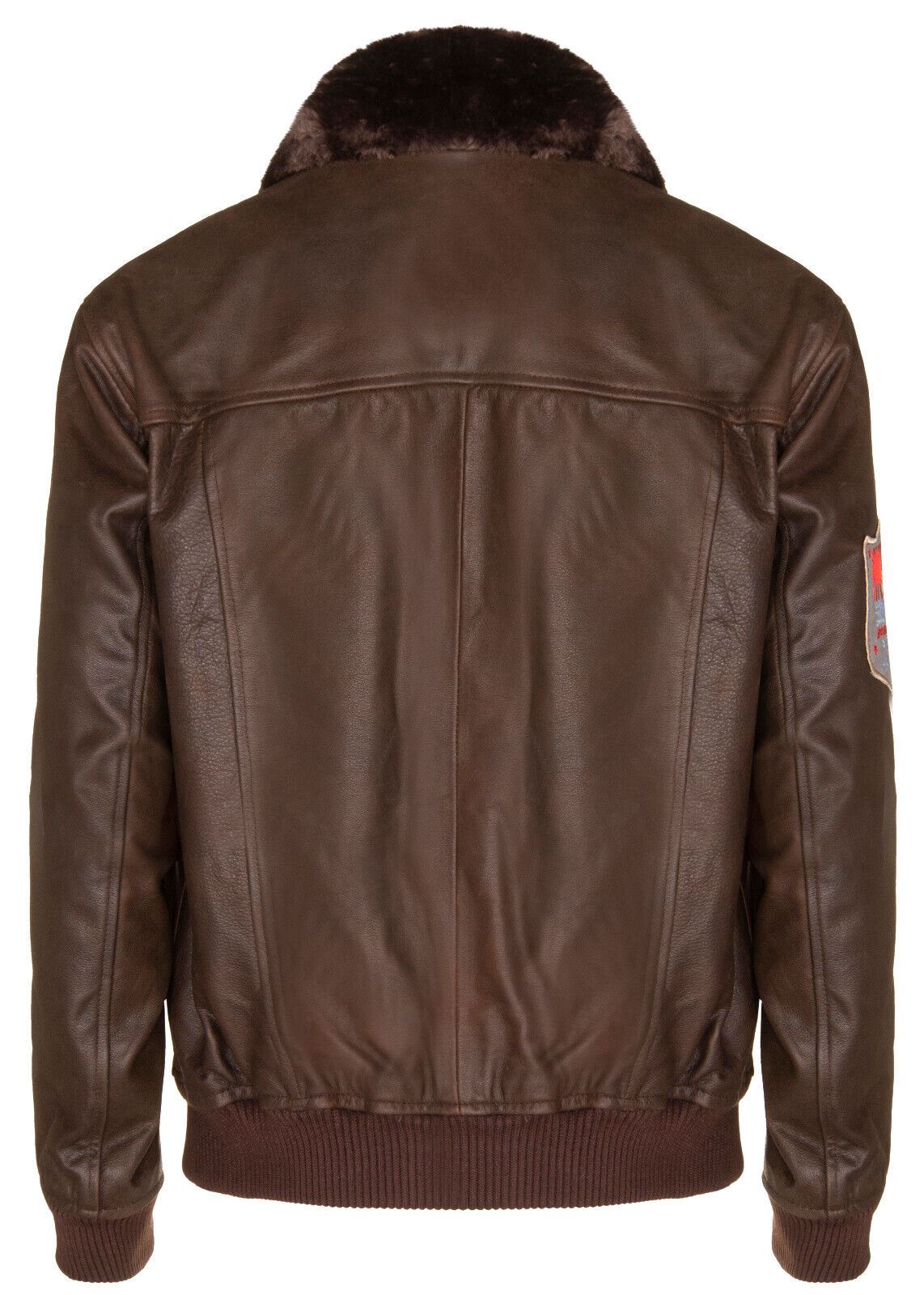 Mens Leather US Aviator Bomber Jacket - Crook