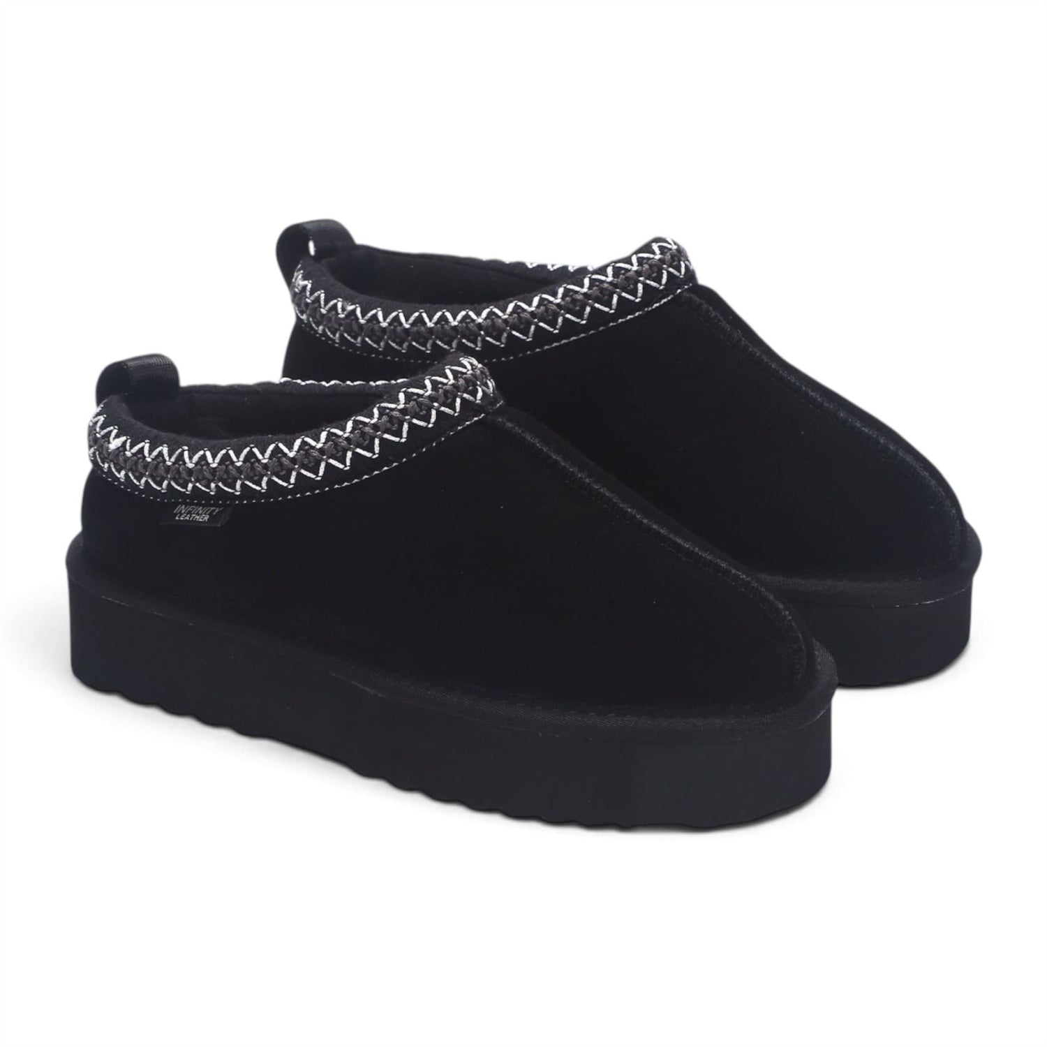 Women’s Black Genuine Sheepskin Real Fur Winter Platform Slippers - Polar